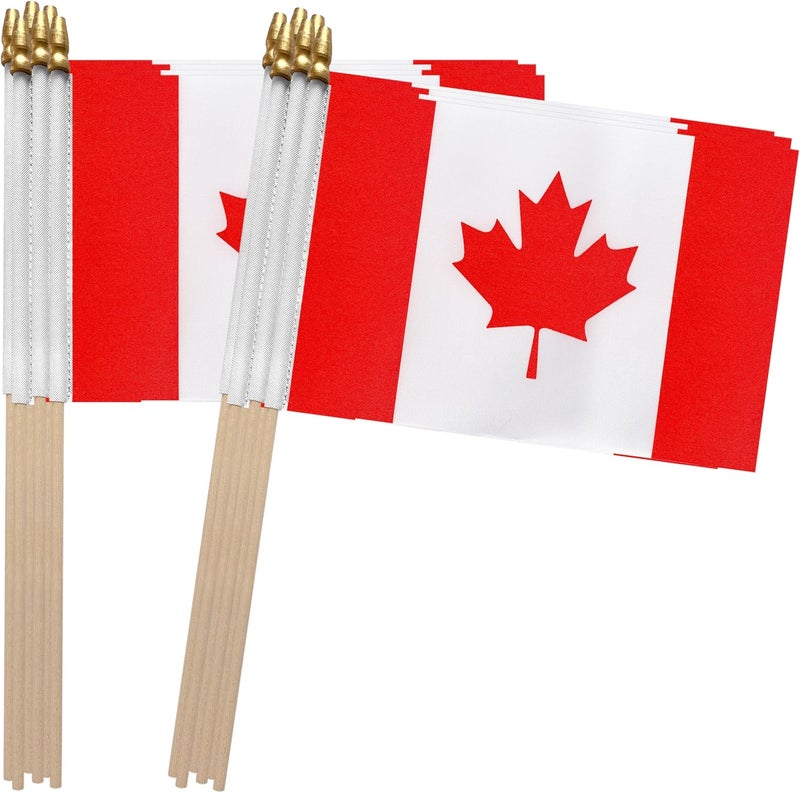 TSMD Canada Stick Flag Canadian Small Mini Hand Held Flags,5x8 Inch,12 Pack - Image 1